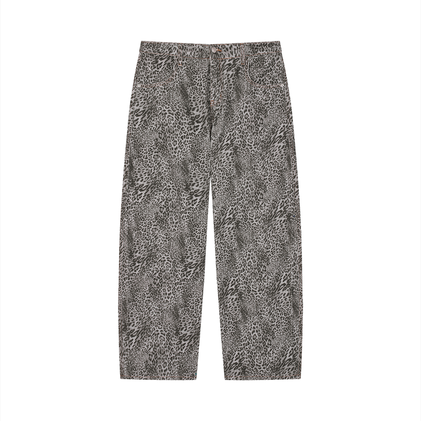 Vibe Mi Clothing Unisex Vintage Wash Leopard Wide Leg Jeans