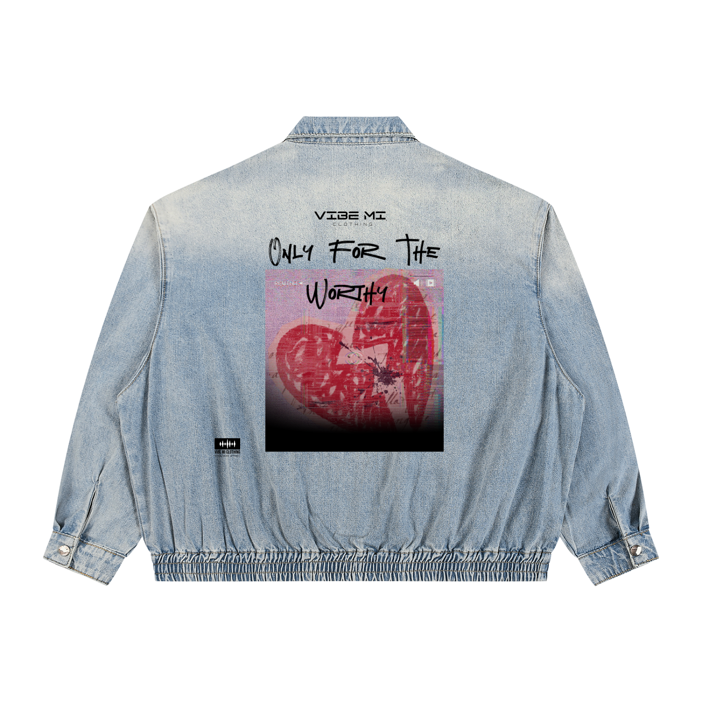 Only For The Worthy Unisex Vintage Wash Full-Zip Denim Jacket