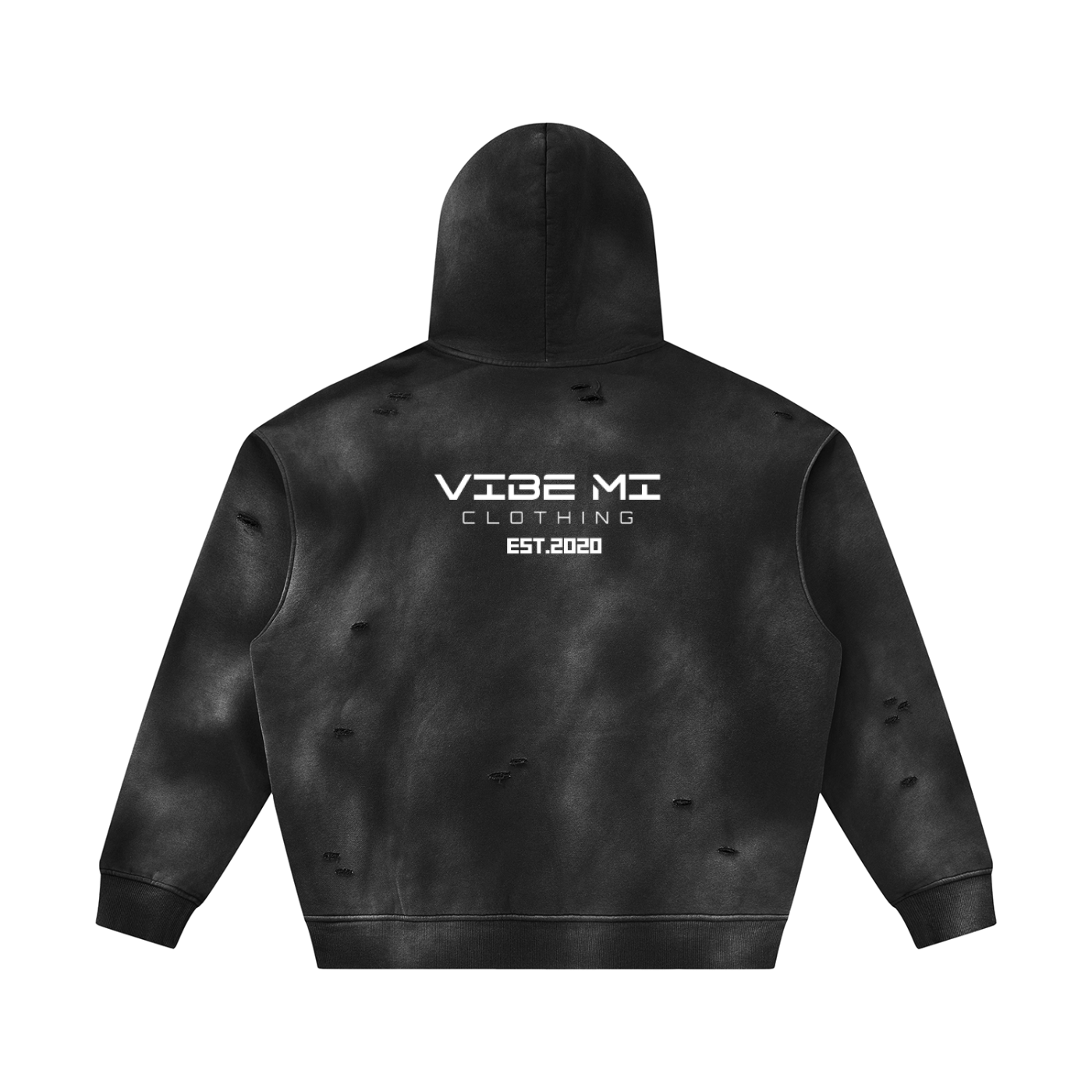 Vibe Mi Clothing Sunfade Frayed Oversized Fleece Hoodie