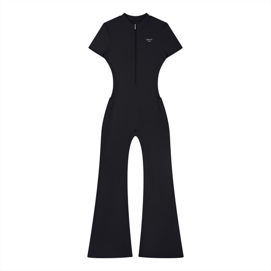 Women’s Tight Flared Leg Quarter-Zip Jumpsuit