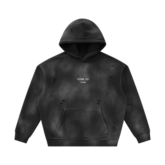 Vibe Mi Clothing Sunfade Frayed Oversized Fleece Hoodie