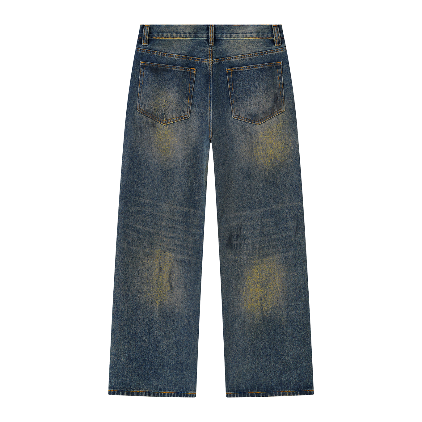 Vibe Mi Clothing No Regrets Men's Vintage Wash Wide Leg Denim Jeans