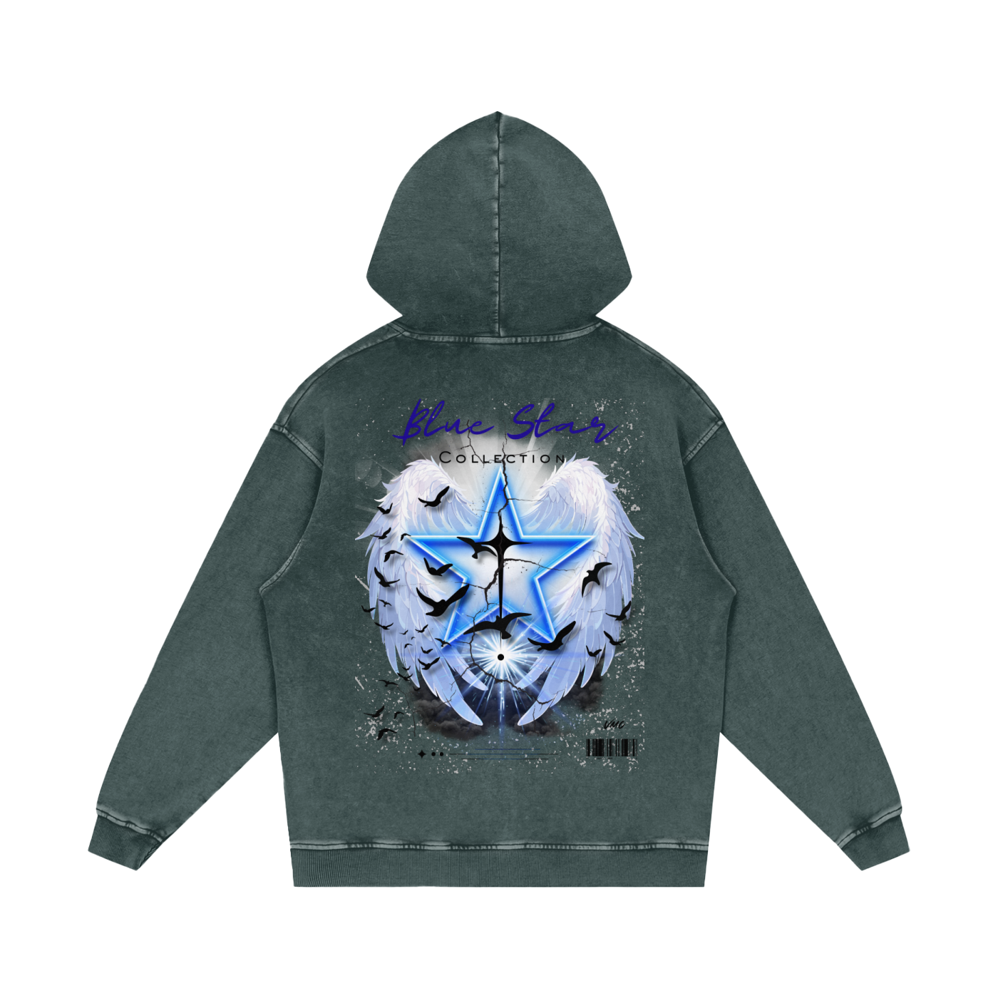 Blue Star ,New ,Outerwear ,Hoodie ,Acid wash hoodie ,vintage wash ,graphic hoodie ,men's hoodie ,women's hoodie ,streetwear