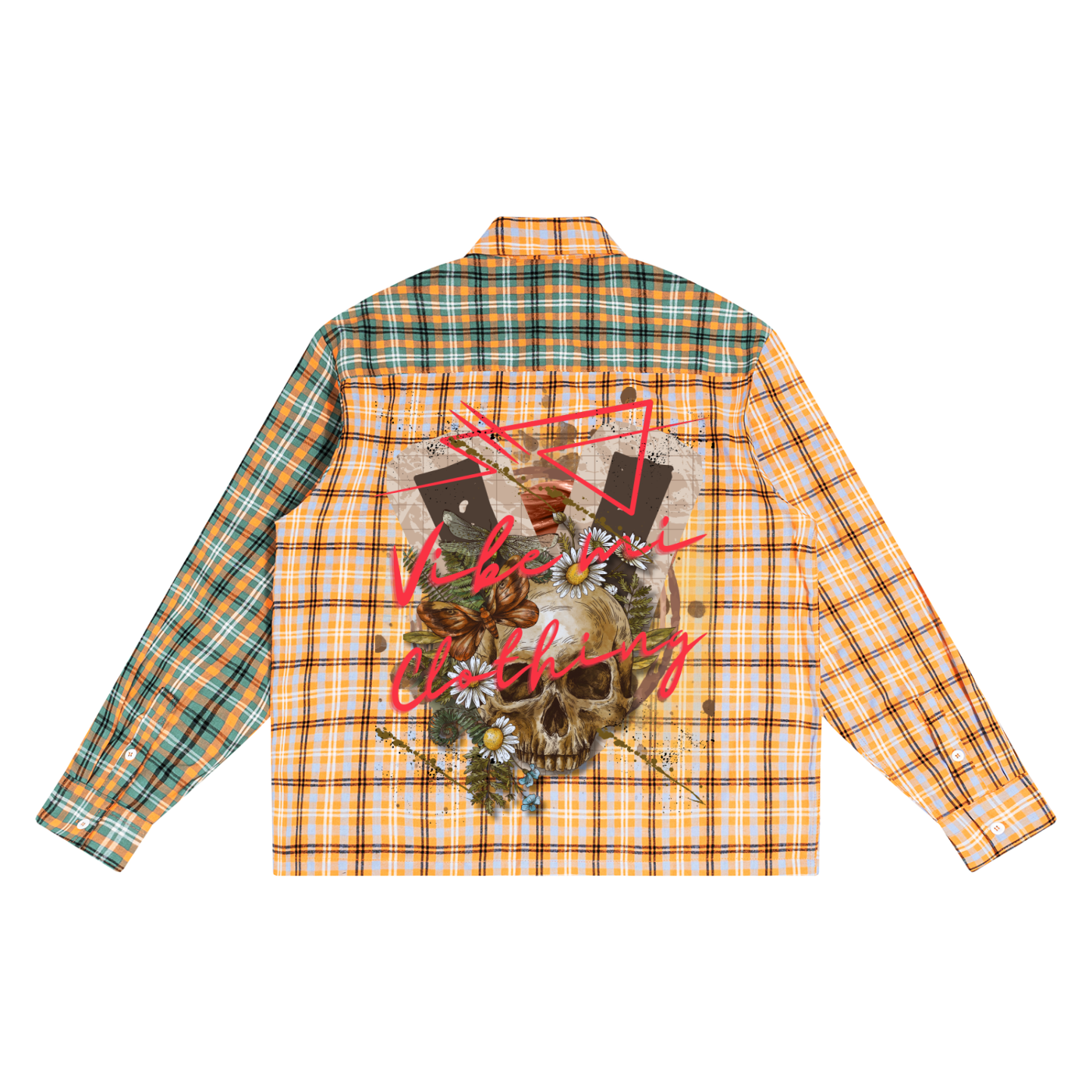 Vibey League Oversized Plaid Color Block Shirt