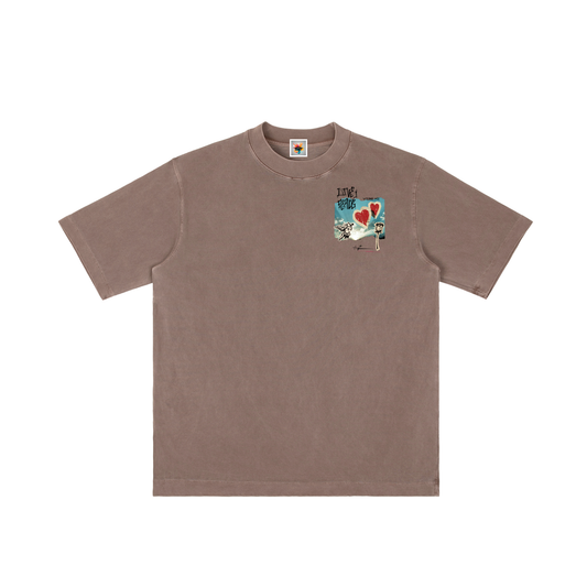 Love And Peace Vintage Wash Drop Shoulder T-shirt