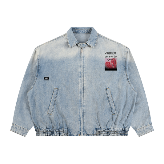 Only For The Worthy Unisex Vintage Wash Full-Zip Denim Jacket