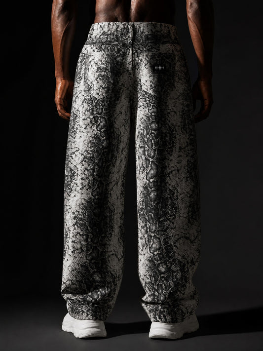 The Vibe Men's Snake Print Barrel Leg Pants