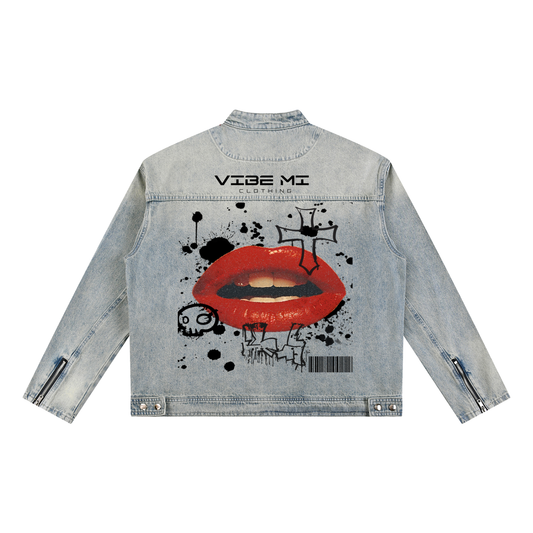 New,Outerwear ,Denim Jacket ,Jean jacket ,Streetwear ,Men's jacket ,Women's jacket ,Vibe ,Graphic jacket ,Vibe Mi Clothing 