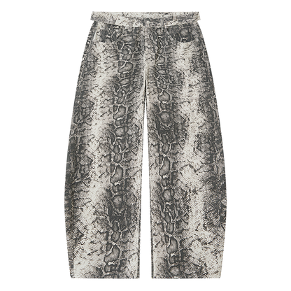 The Vibe Men's Snake Print Barrel Leg Pants