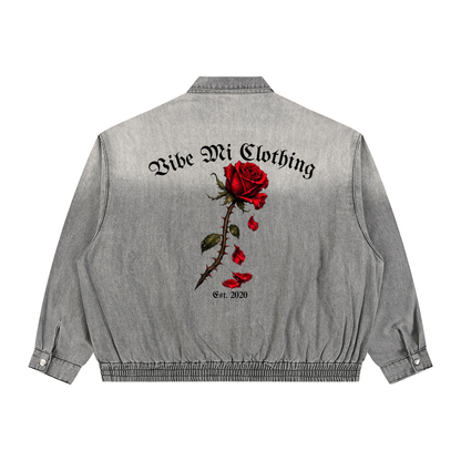 Fallen Petals 2.0 Unisex Vintage Wash Full-Zip Denim Jacket