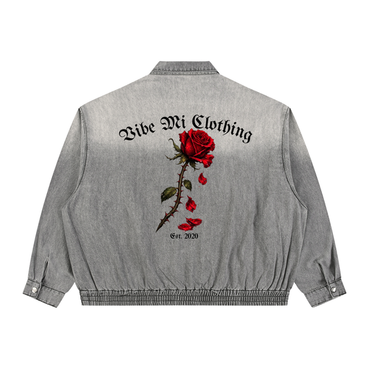 Fallen Petals 2.0 Unisex Vintage Wash Full-Zip Denim Jacket
