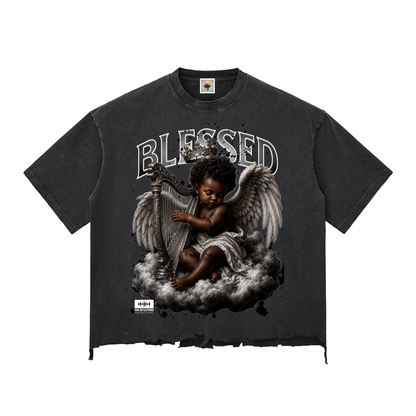 Blessed Snow Wash Raw-Hem Boxy T-shirt