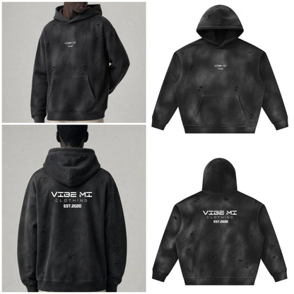 Vibe Mi Clothing Sunfade Frayed Oversized Fleece Hoodie
