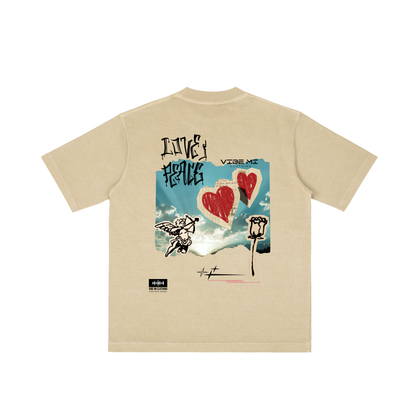 Love And Peace Vintage Wash Drop Shoulder T-shirt