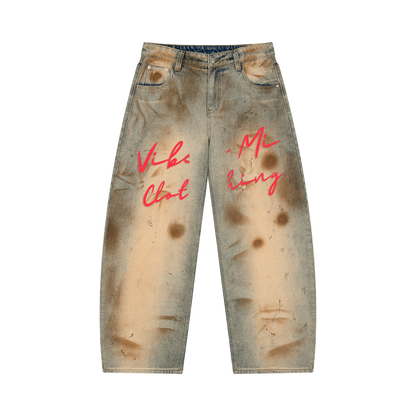 Vibe Mi Clothing Men’s Vintage Wash Barrel Leg Jeans