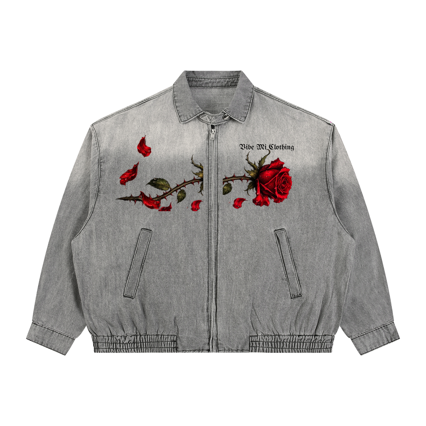 Fallen Petals 2.0 Unisex Vintage Wash Full-Zip Denim Jacket