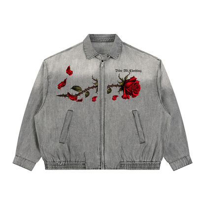 Fallen Petals 2.0 Unisex Vintage Wash Full-Zip Denim Jacket