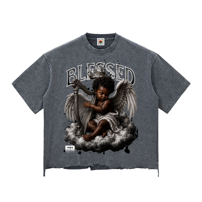 Blessed Snow Wash Raw-Hem Boxy T-shirt