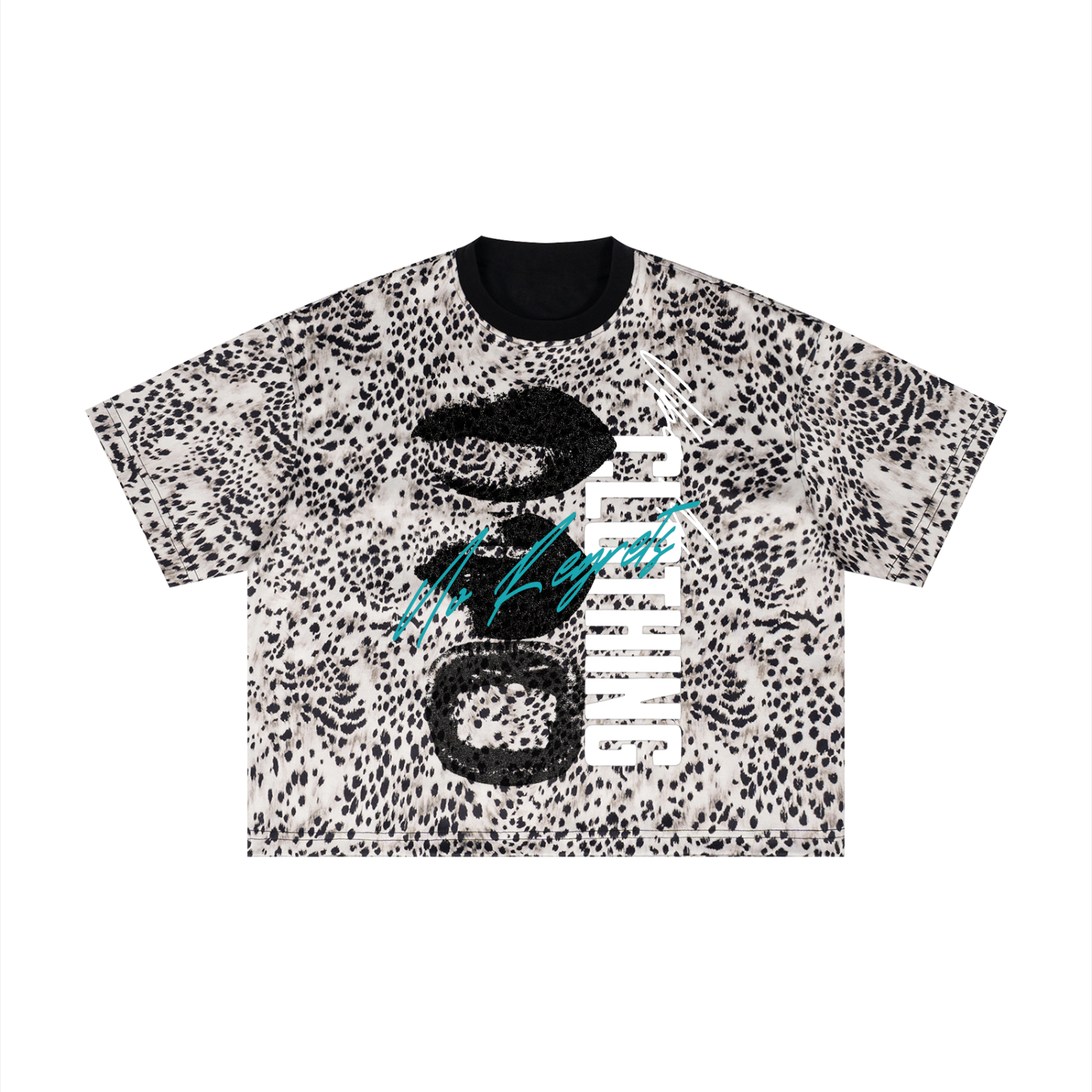 New,Shirts,Leopard print ,No Regrets ,Vibe,Streetwear ,Boxy T-shirt ,Graphic tee ,Lips t-shirt ,Crazy print shirt 