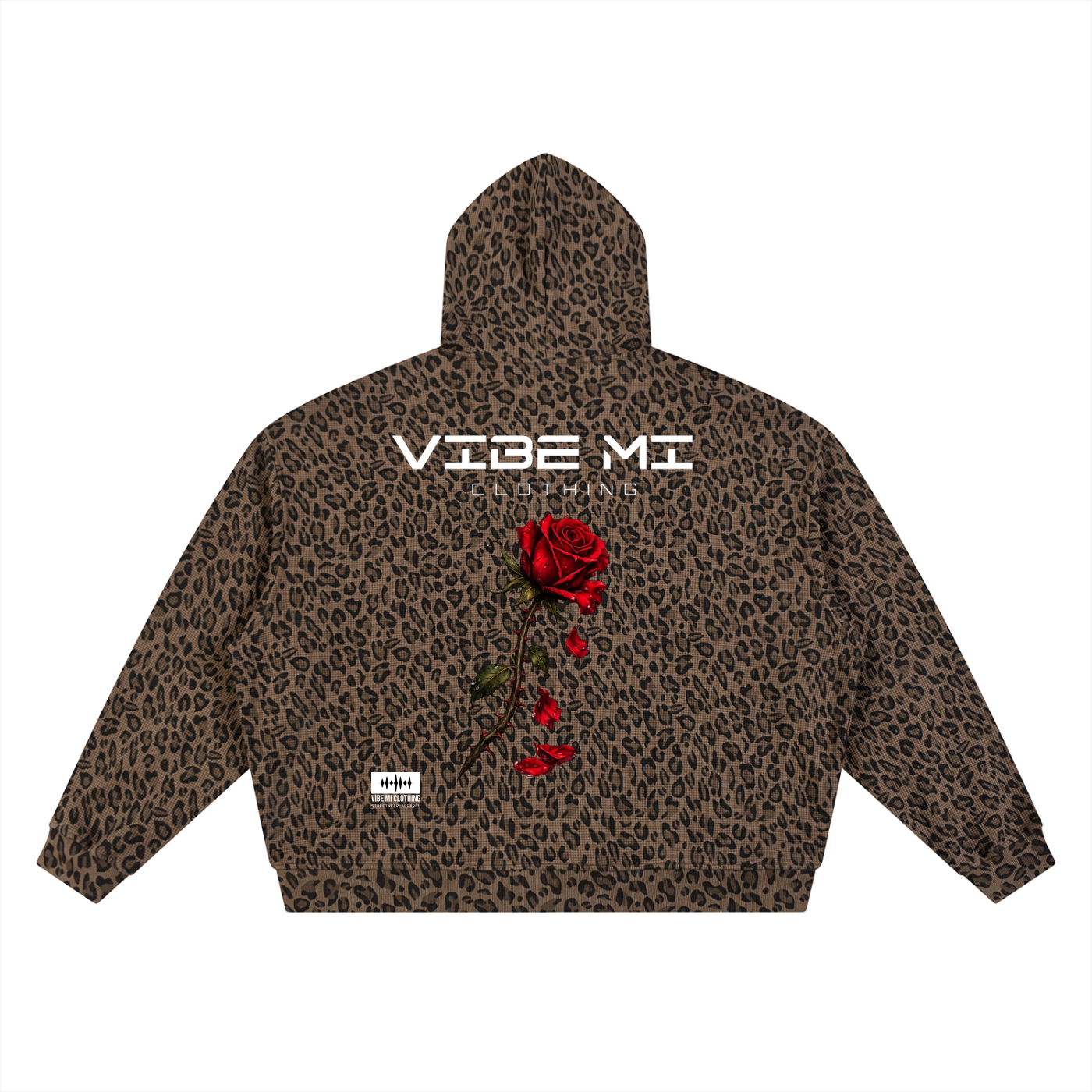 Fallen Petals Unisex Leopard Print Waffle Full Zip Hoodie