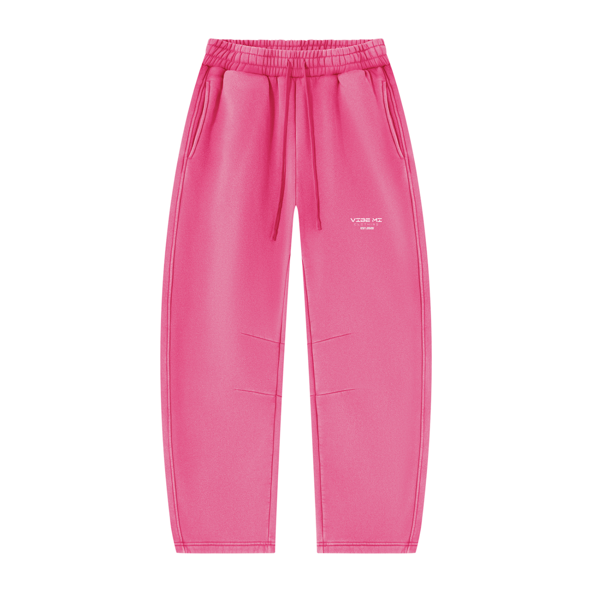 A Vibe Unisex Vintage Wash Barrel Leg Fleece Sweatpants