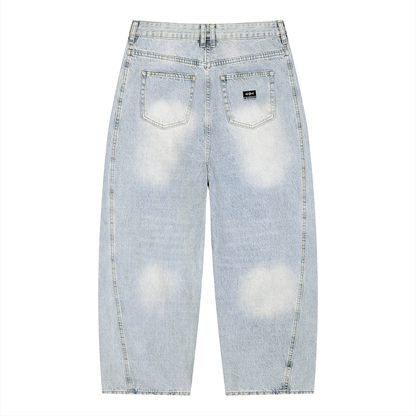 Vibe Mi Clothing Men's Baggy Vintage Wash Sunfade Barrel Leg Jeans