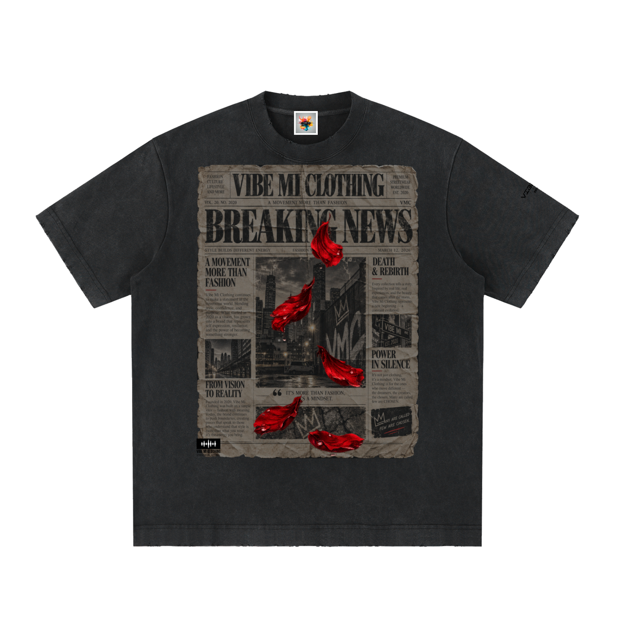 Breaking News Heavyweight Vintage Washed Frayed T-Shirt