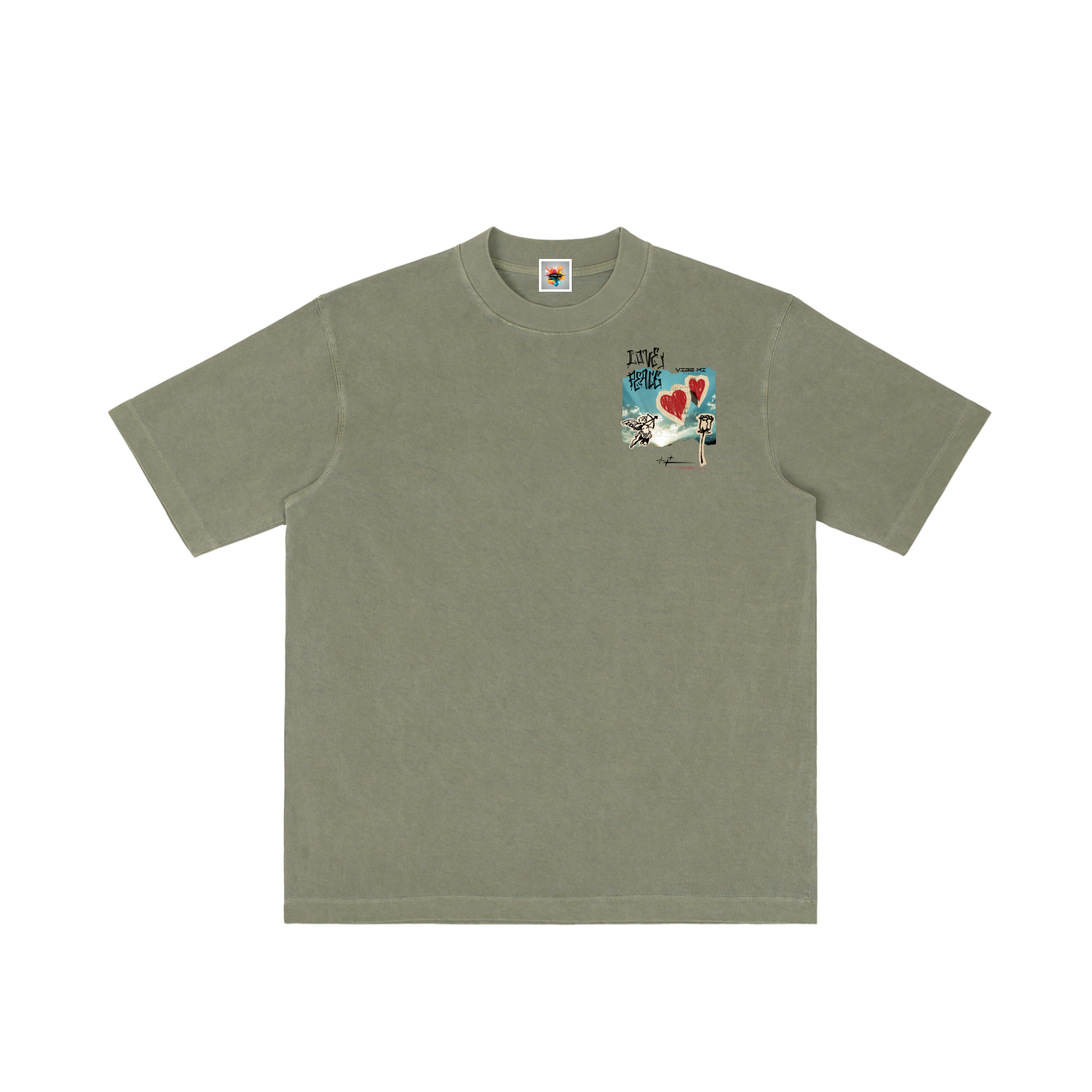Love And Peace Vintage Wash Drop Shoulder T-shirt