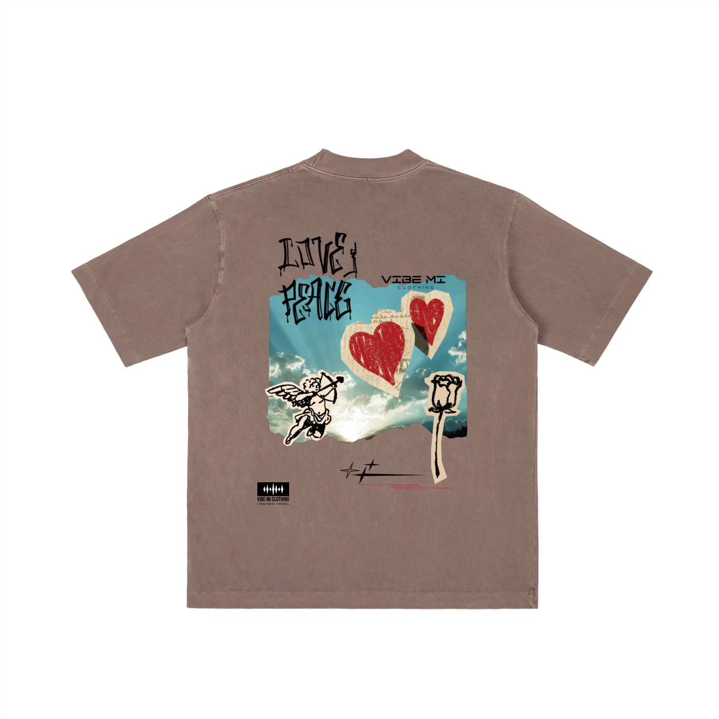 Love And Peace Vintage Wash Drop Shoulder T-shirt