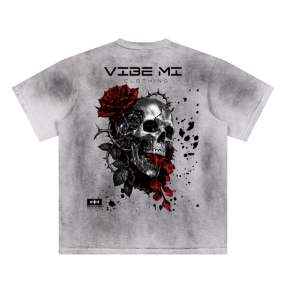 New,Shirts,Skulls ,Roses,Streetwear ,Graphic T-shirt ,Faded wash t-shirt ,Graphic tee,Street fashion ,Vibe Mi Clothing 