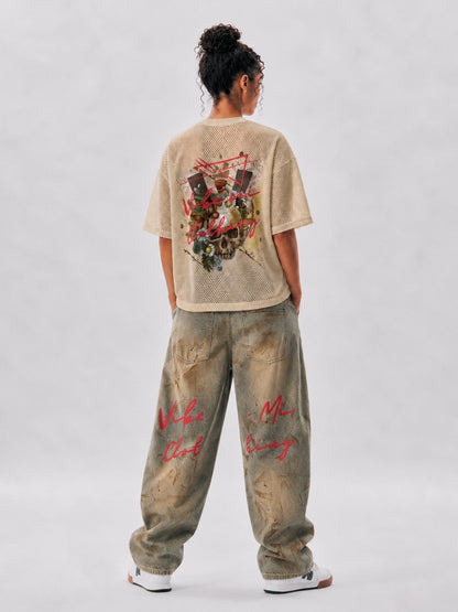 Vibey League See-through Boxy Net T-Shirt