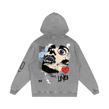No Fine Lines Snow Washed Loose Cotton Hoodie
