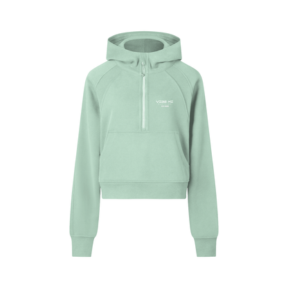 Vibe Mi Clothing Cropped Half-Zip Hoodie