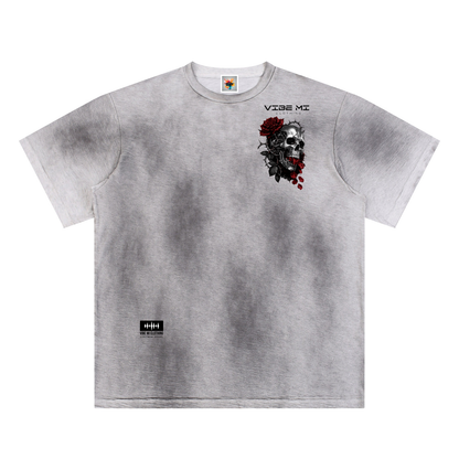 New,Shirts,Skulls ,Roses,Streetwear ,Graphic T-shirt ,Faded wash t-shirt ,Graphic tee,Street fashion ,Vibe Mi Clothing 
