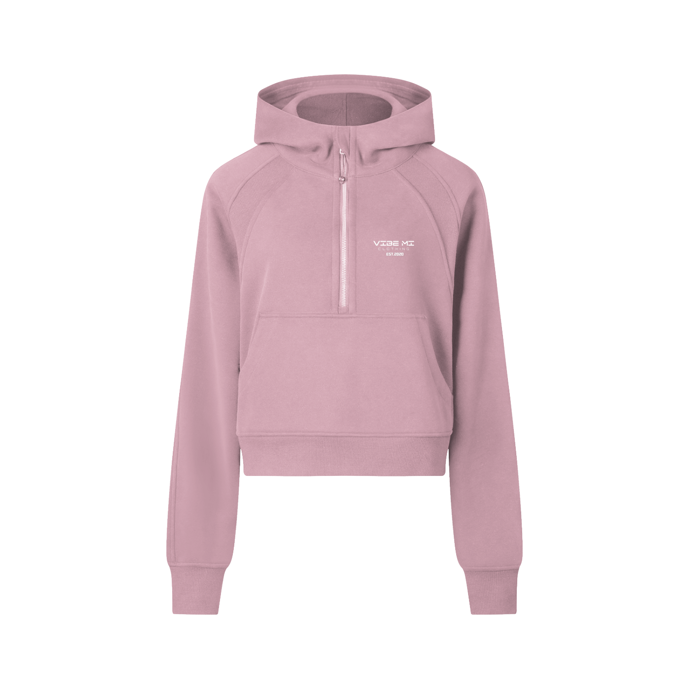 Vibe Mi Clothing Cropped Half-Zip Hoodie