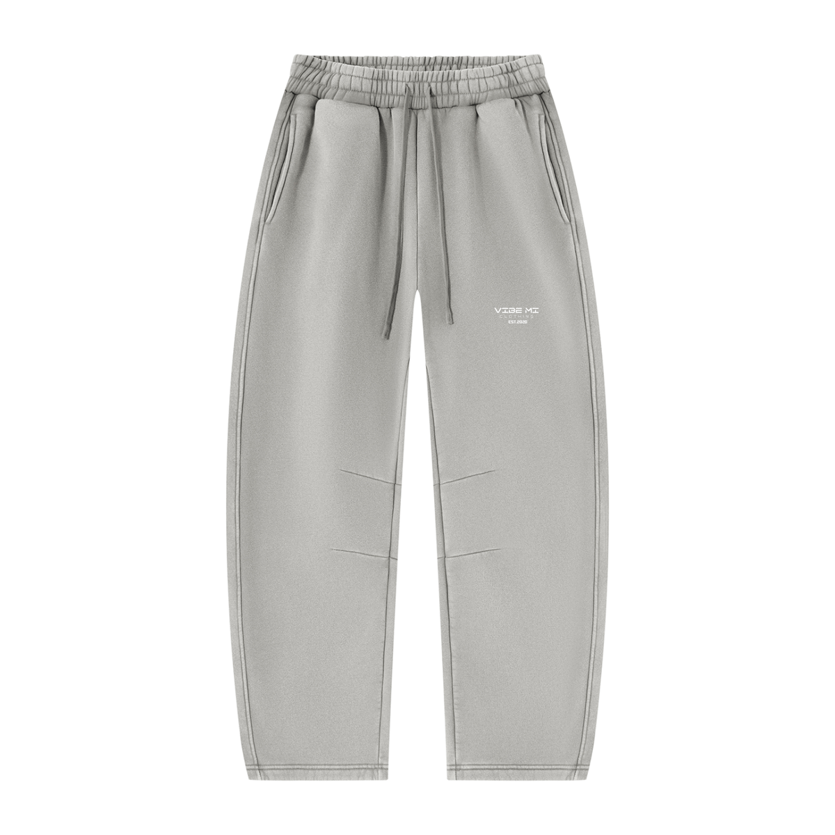 A Vibe Unisex Vintage Wash Barrel Leg Fleece Sweatpants
