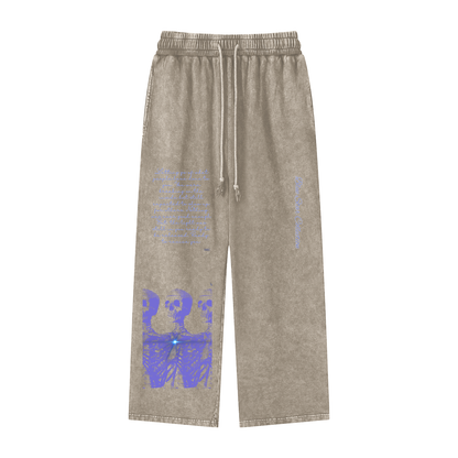 Blue Star ,New,Legwear ,Streetwear ,Sweatpants,casual pants ,vintage wash pants ,straight leg pants 