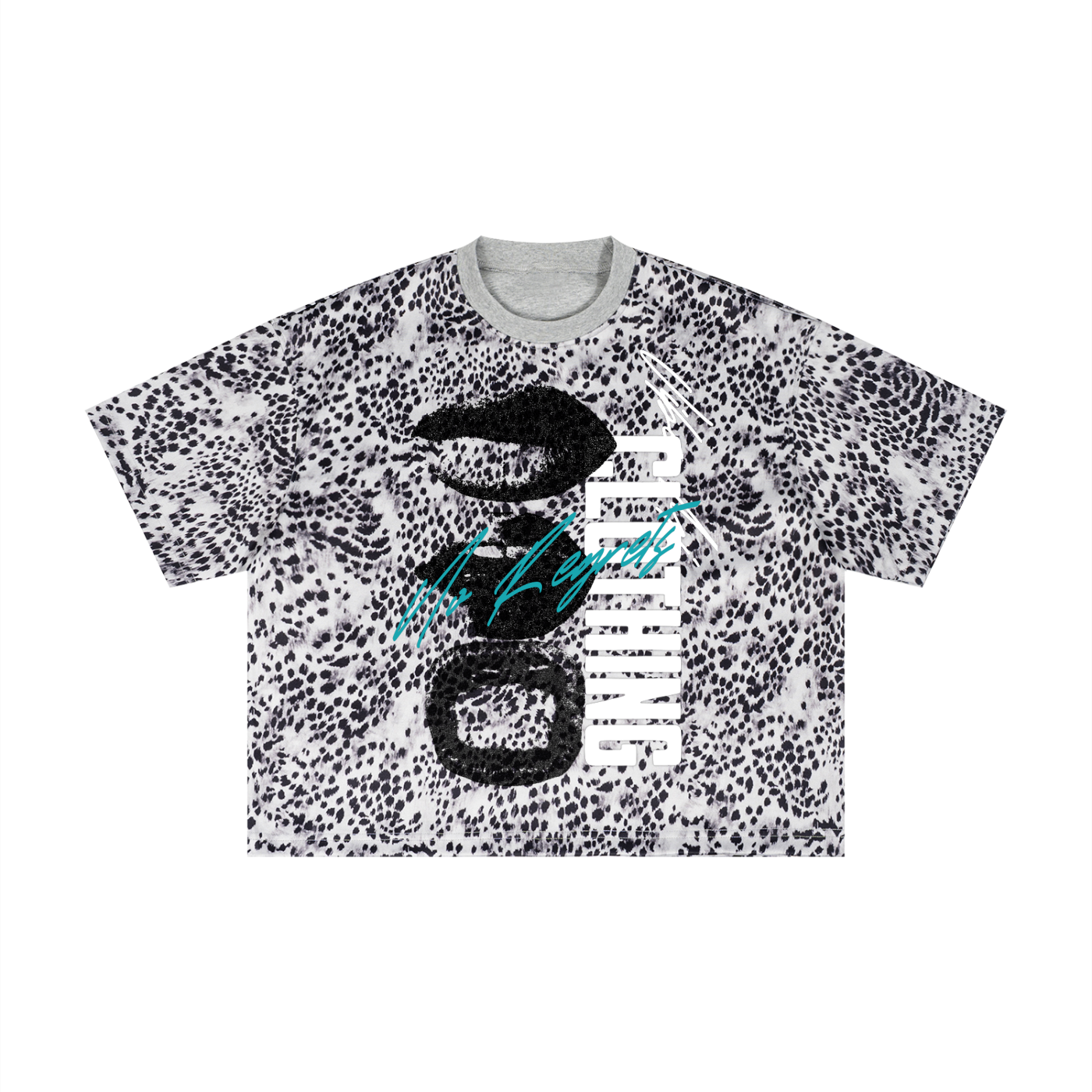 New,Shirts,Leopard print ,No Regrets ,Vibe,Streetwear ,Boxy T-shirt ,Graphic tee ,Lips t-shirt ,Crazy print shirt 