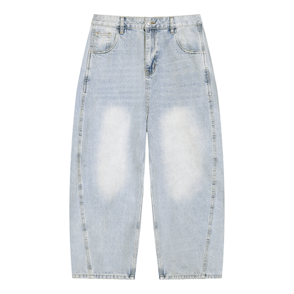 Vibe Mi Clothing Men's Baggy Vintage Wash Sunfade Barrel Leg Jeans