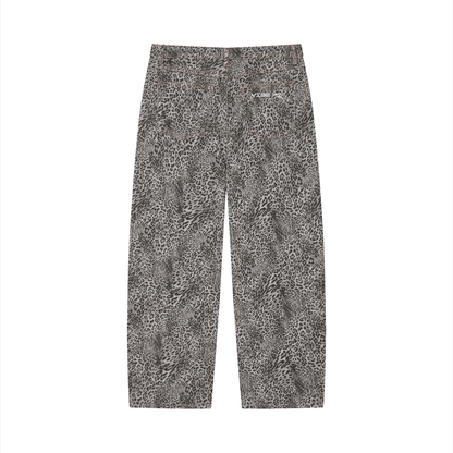 Vibe Mi Clothing Unisex Vintage Wash Leopard Wide Leg Jeans