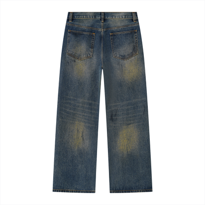 Vibe Mi Clothing No Regrets Men's Vintage Wash Wide Leg Denim Jeans