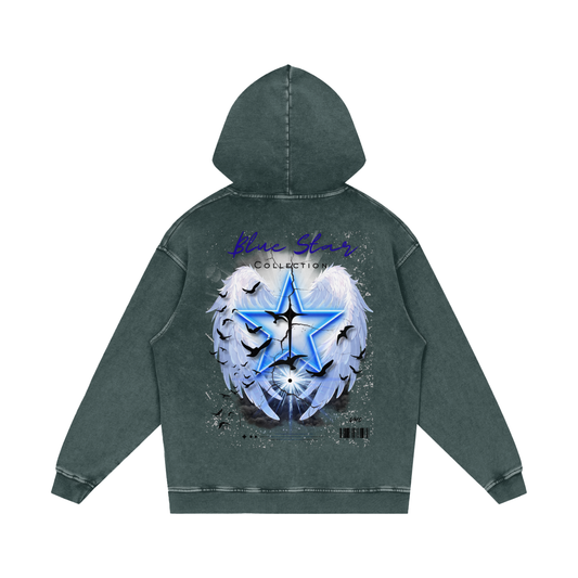 Blue Star ,New ,Outerwear ,Hoodie ,Acid wash hoodie ,vintage wash ,graphic hoodie ,men's hoodie ,women's hoodie ,streetwear 