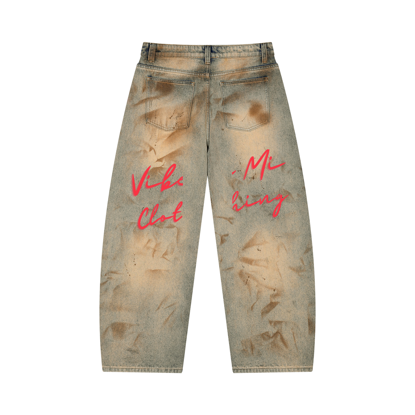 Vibe Mi Clothing Men’s Vintage Wash Barrel Leg Jeans