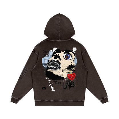 No Fine Lines Snow Washed Loose Cotton Hoodie