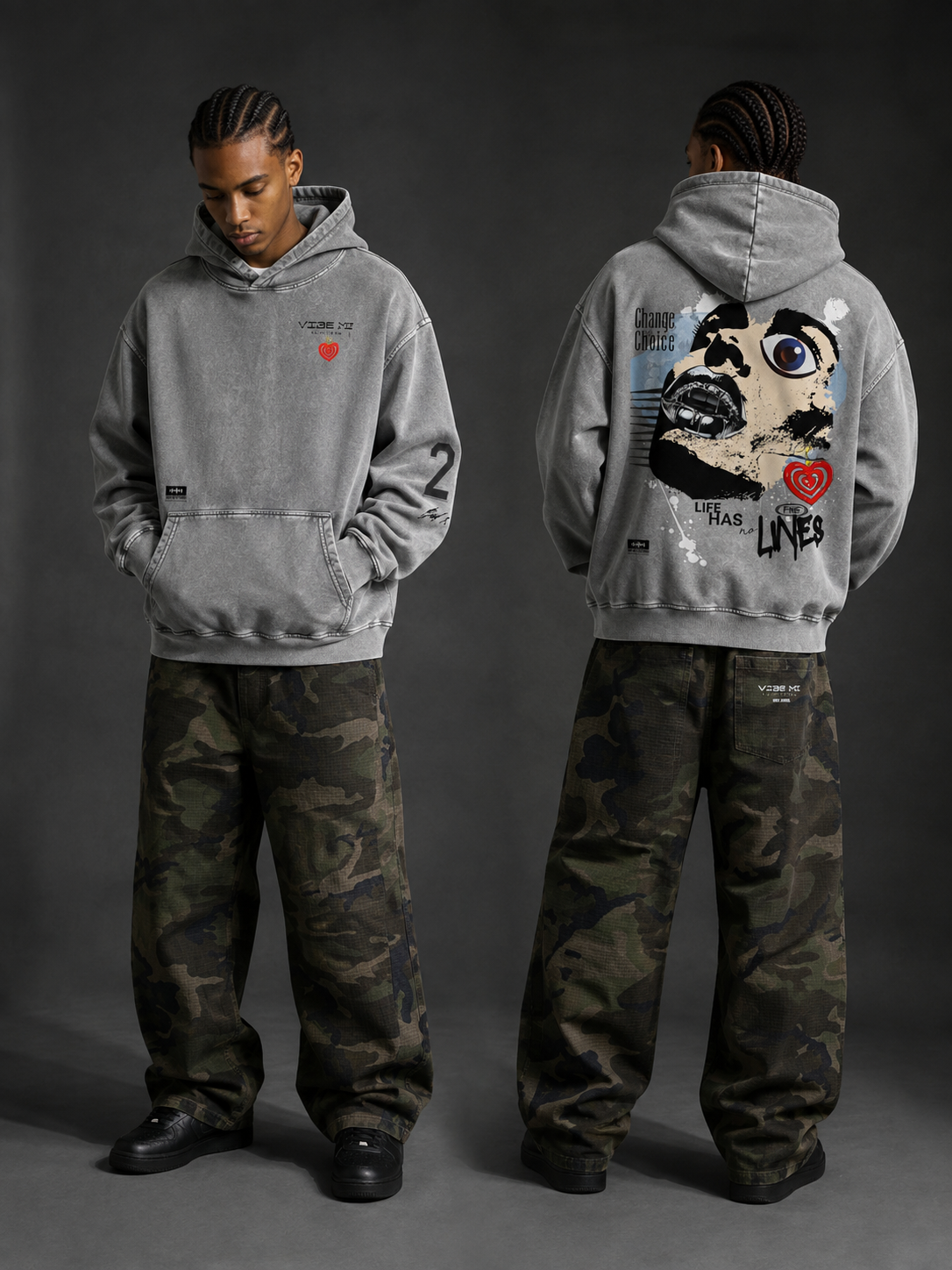 No Fine Lines Snow Washed Loose Cotton Hoodie
