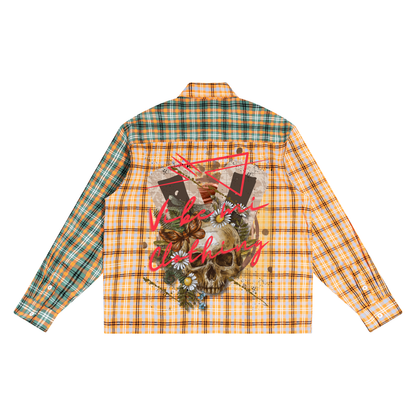 Vibey League Oversized Plaid Color Block Shirt