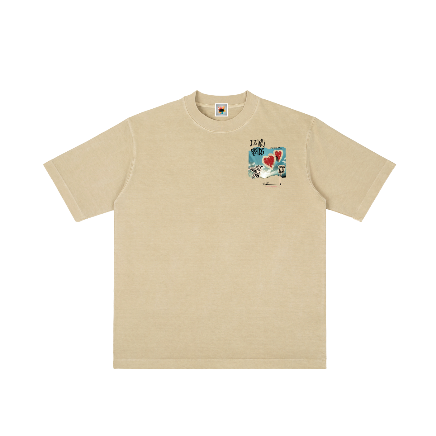 Love And Peace Vintage Wash Drop Shoulder T-shirt