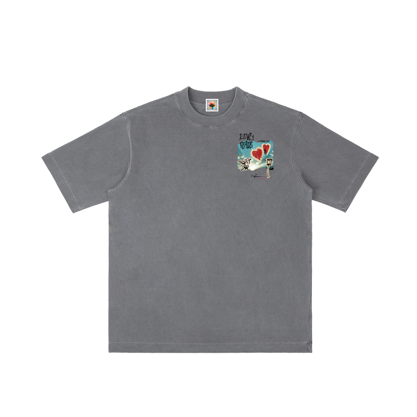 Love And Peace Vintage Wash Drop Shoulder T-shirt