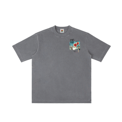 Love And Peace Vintage Wash Drop Shoulder T-shirt