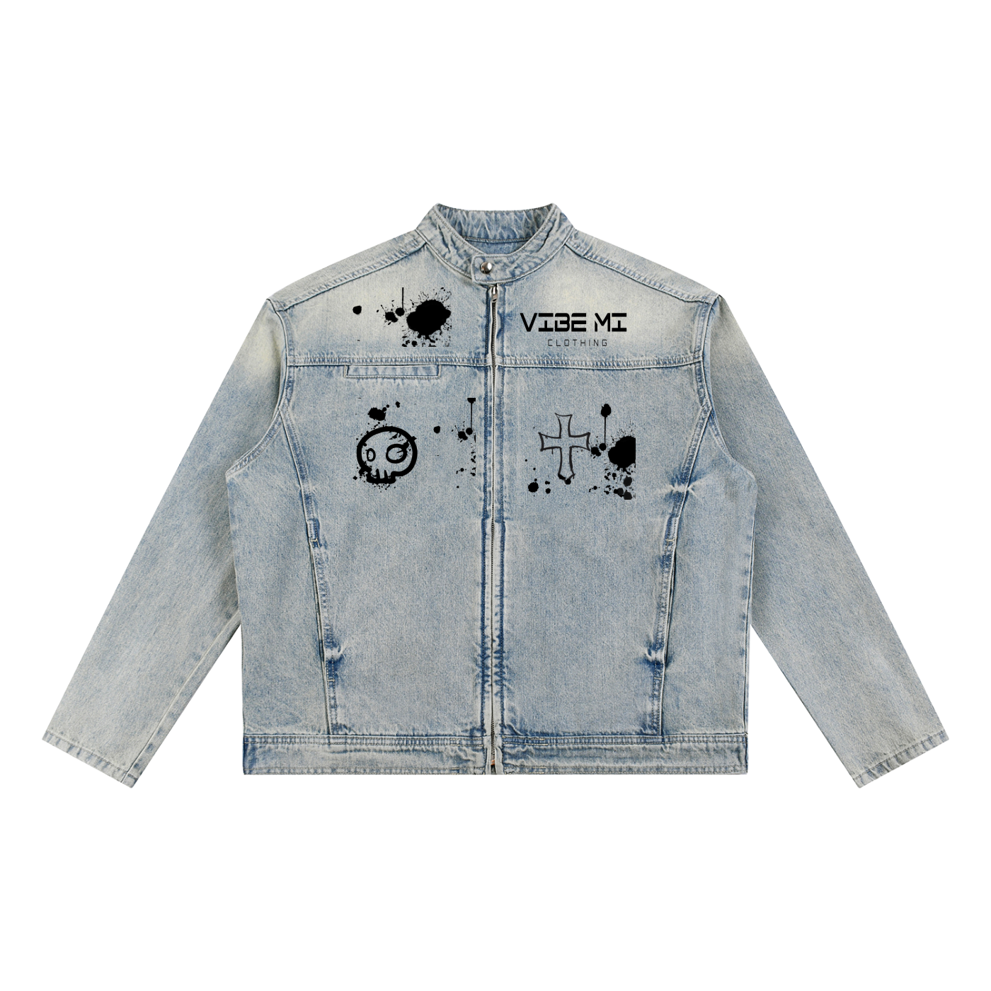 New,Outerwear ,Denim Jacket ,Jean jacket ,Streetwear ,Men's jacket ,Women's jacket ,Vibe ,Graphic jacket ,Vibe Mi Clothing 